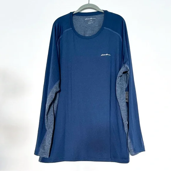 Eddie Bauer Long Sleeve Navy Blue Moisture Wicking Long Sleeve Tee Shirt - Picture 2 of 5